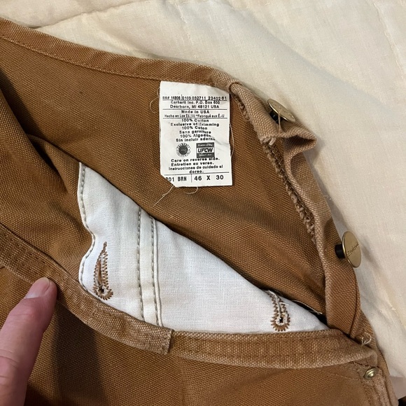 Men’s Carhartt brown duck bib overalls, 46X 30 NEW - Picture 2 of 6